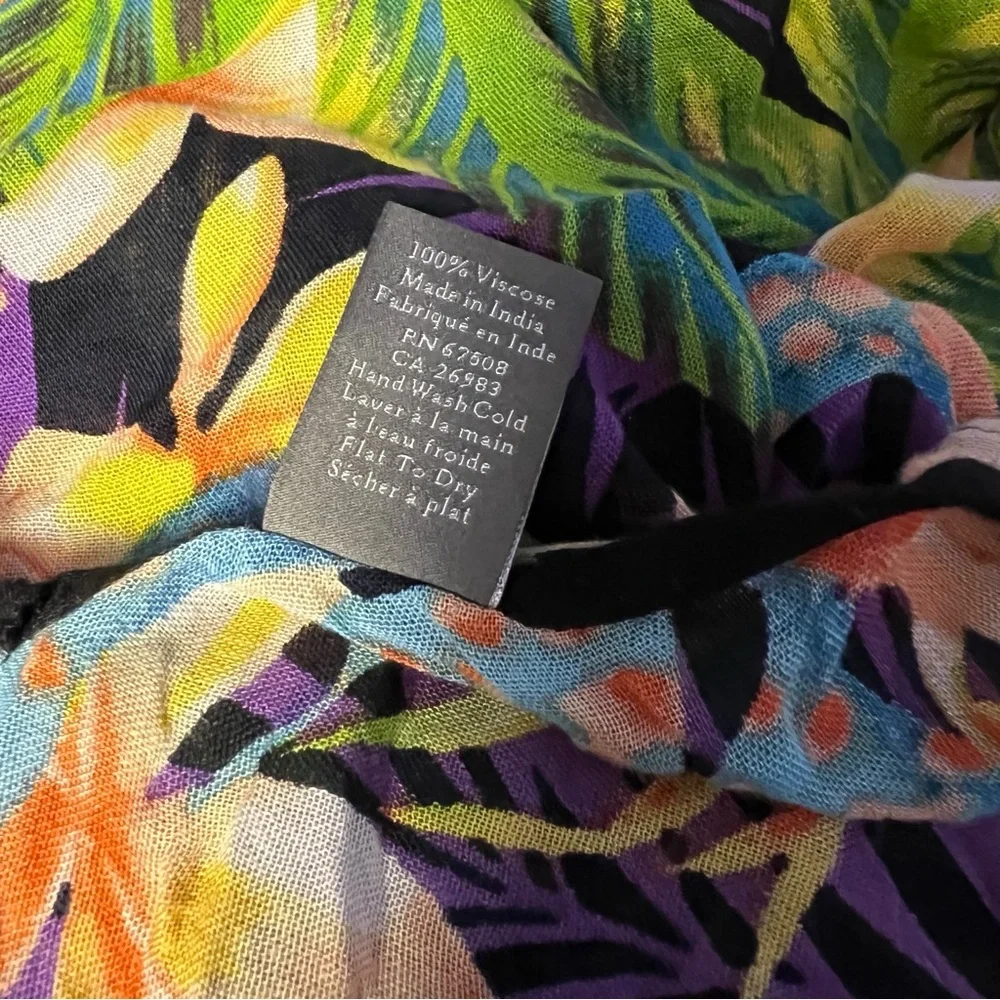 Vince Camuto Tropical Palm Handkerchief Hem Tassel Cover Up Dress One Size - Picture 7 of 9